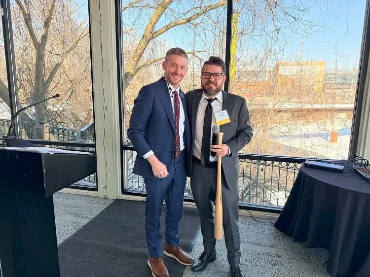 George Sidiropolis receiving the 2025 Louisville Slugger Award